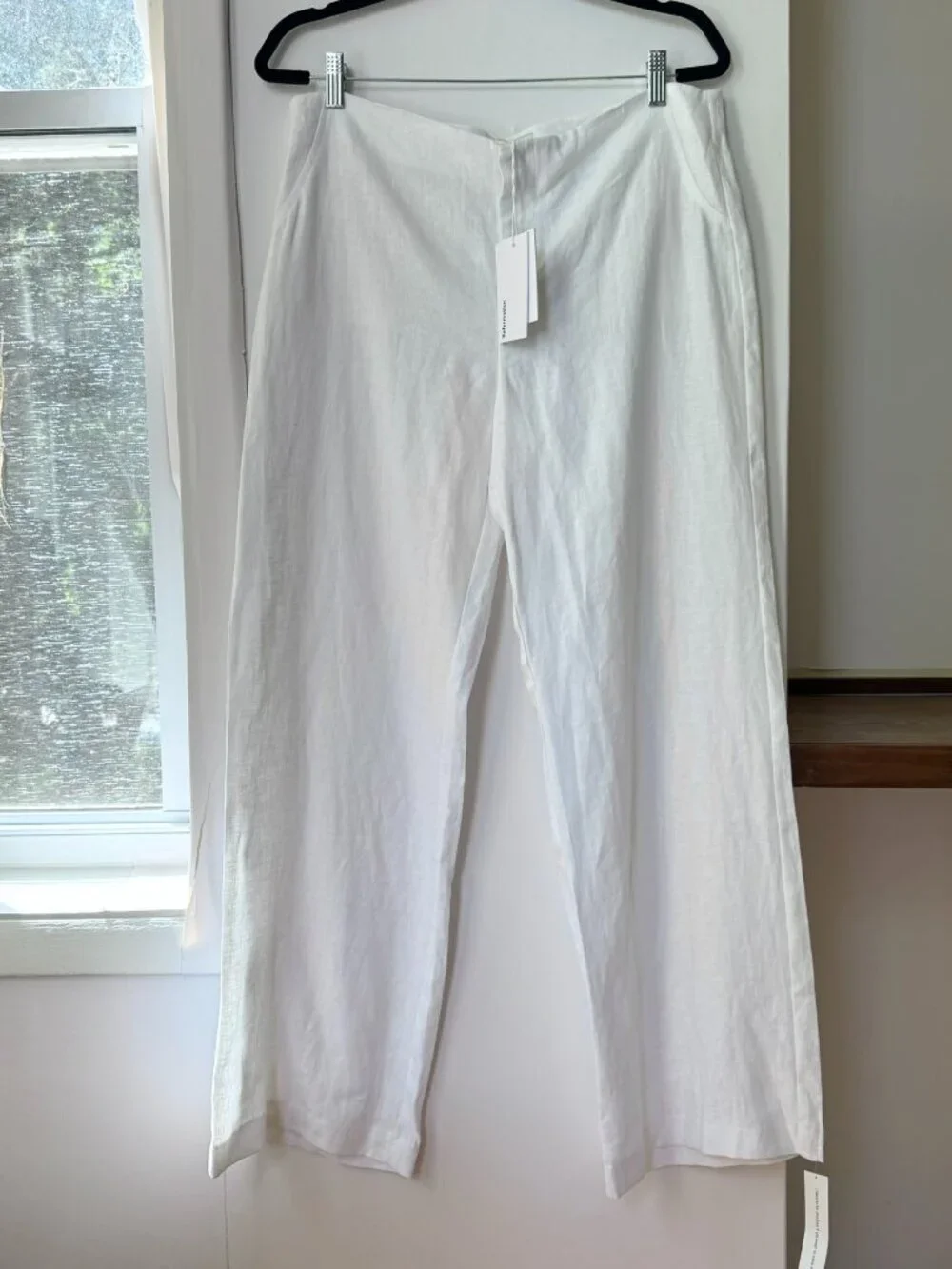 NWT Reformation Vida Linen Low Rise Pants White 10